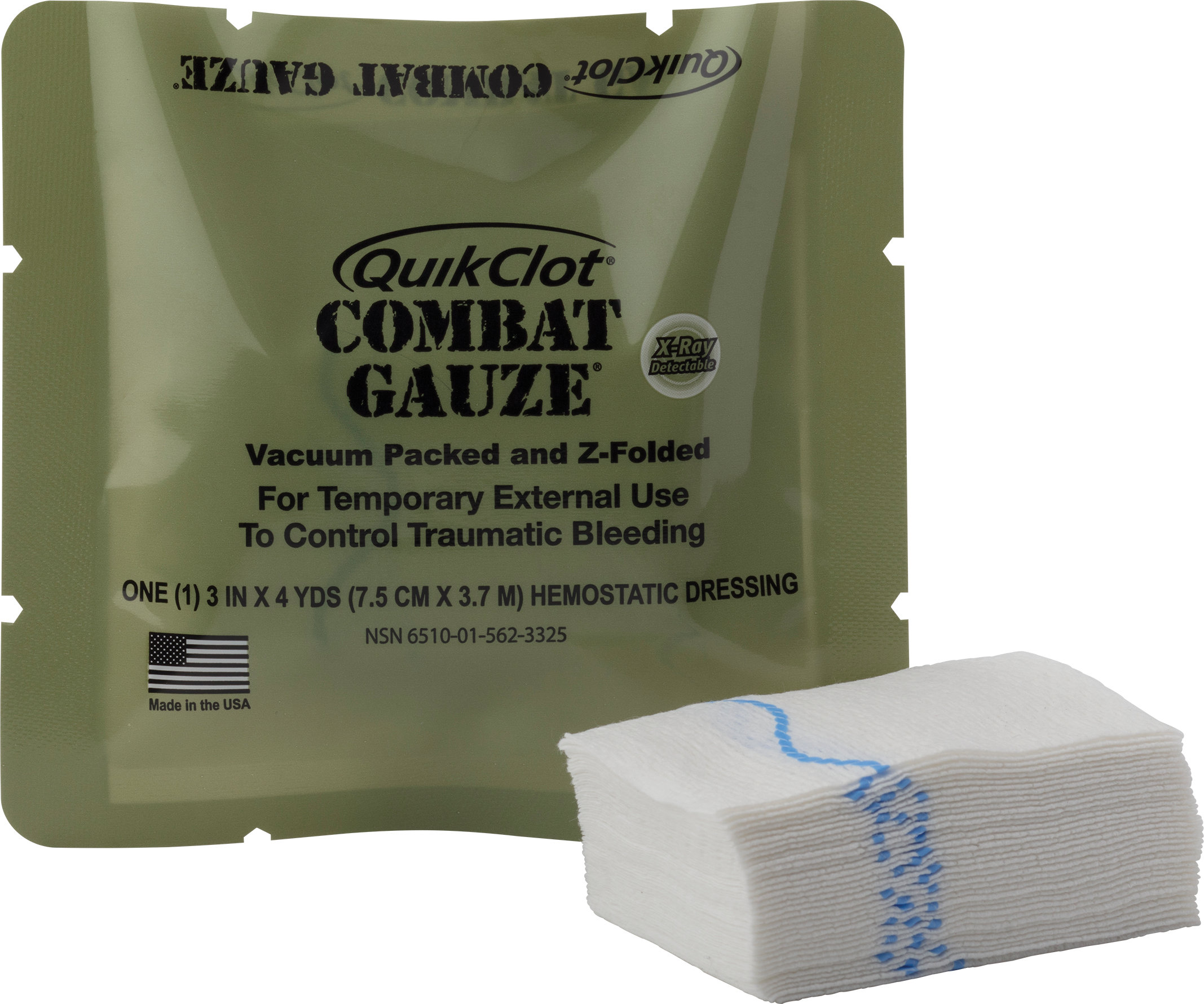 1x ORIGINAL QuikClot Combat Gauze vacuum packed & z-folded Medic IFAK 04-2021 